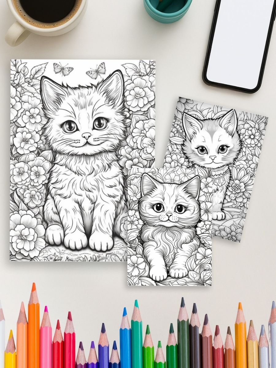 Mini Meows – 70 Cute Small Cat Coloring Pages - Image 4